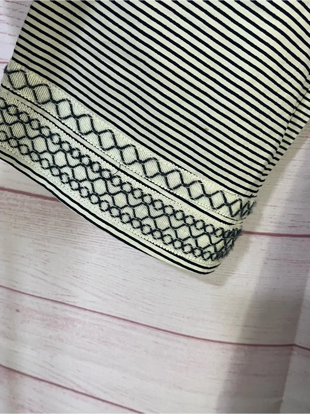 Tory‎ Burch Stripe Embroidered Trim Dress Size 8